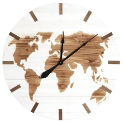 Horloge - Mappemonde en bois